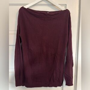 Burgundy boatneck sweater, size medium.